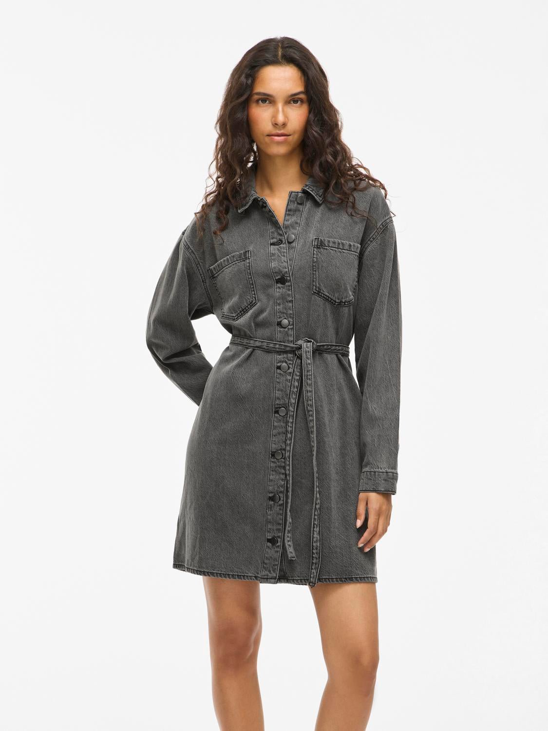 VIKIKI Short Dress - Dark Grey Denim - VERO MODA & VILA Bergvik